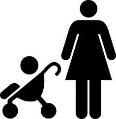 Mother With Baby On Stroller Outline Svg File, Free Vectors File